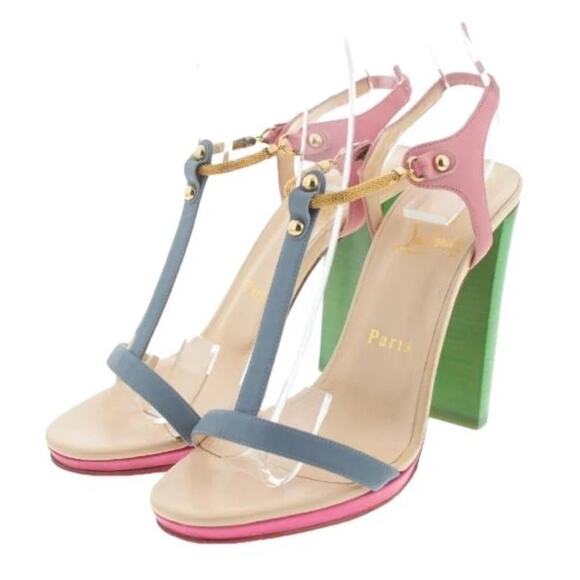 Christian Louboutin Sylvieta 120 Calf Calf Leather T-Strap Sandals - Picture 1 of 9